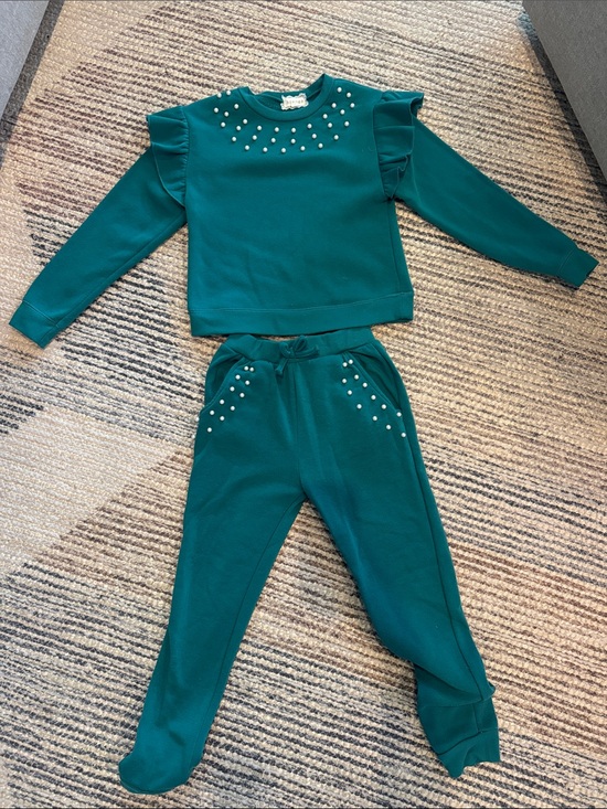 btween Other - btween Emerald Green Pearl-Accent Kids Matching Set